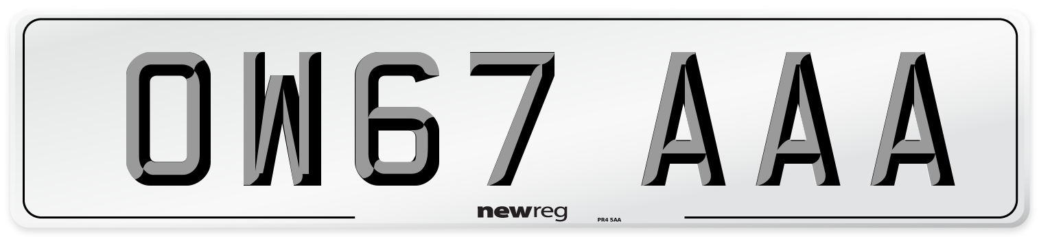 OW67 AAA Number Plate from New Reg
